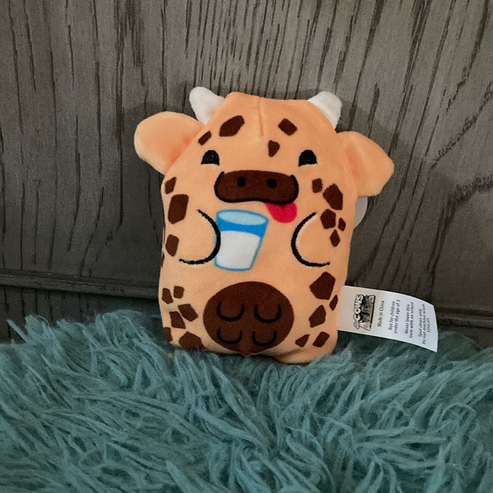 Adorable Tan and Brown Stuffed Cow Toy